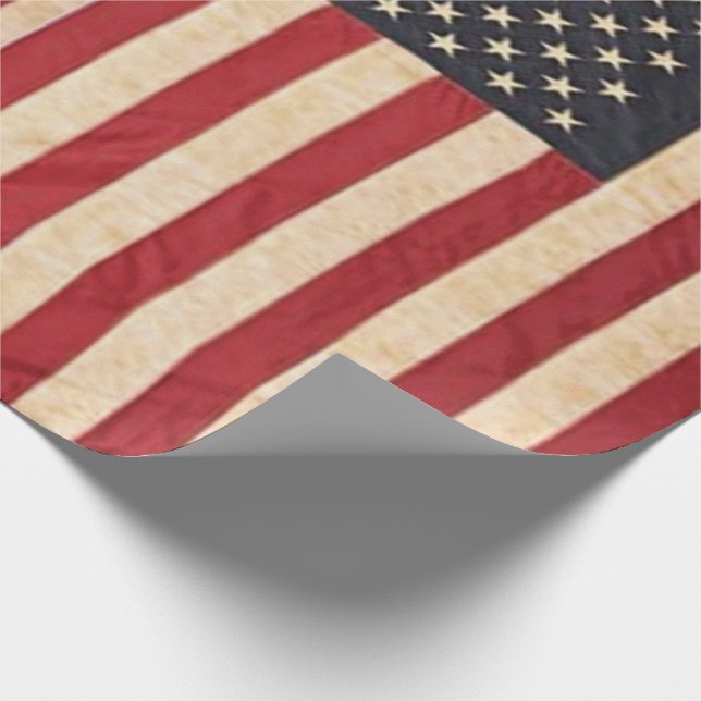Papel De Regalo Estrellas antiguas y rayas Bandera estadounidense  (Esquina)