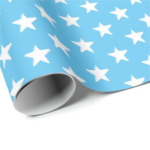 Papel De Regalo Estrellas azul cielo y blanco patrón moderno regal