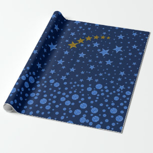 Papel De Regalo Estrellas azules espumosas en azul