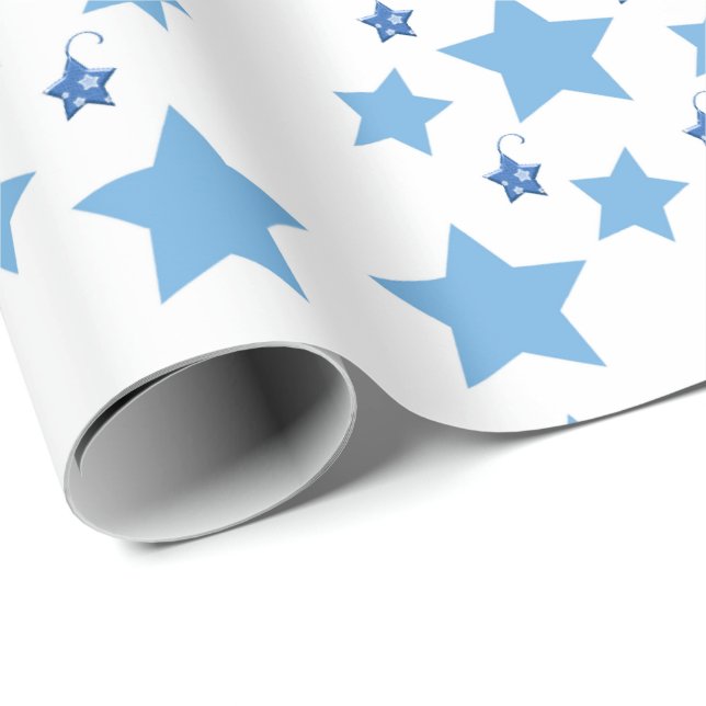 Papel de regalo Estrellas Azules Feliz Navidad (Esquina del rollo)