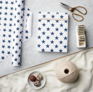 Papel De Regalo Estrellas Azules Patrióticas Americanas