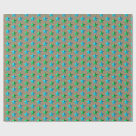 Papel De Regalo Estrellas azules rojas de Kraft verde brillante