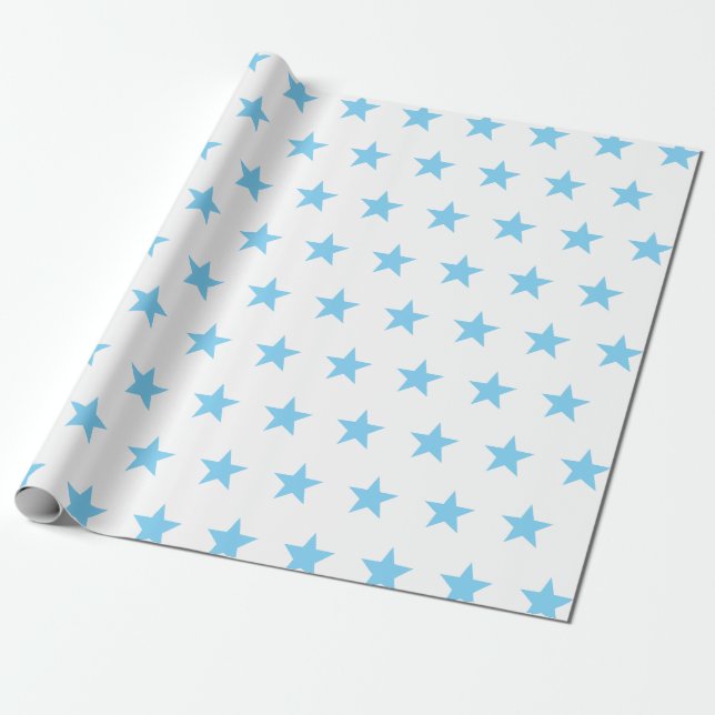 Papel De Regalo Estrellas azules suaves (Desenrollado)