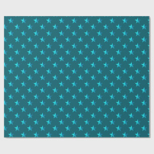 Papel De Regalo Estrellas azules Verde azuladas profundas