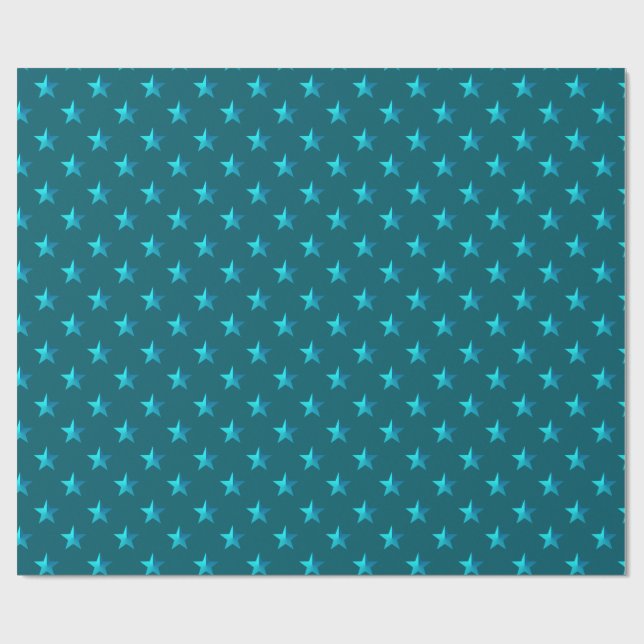 Papel De Regalo Estrellas azules Verde azuladas profundas (Superficie plana)