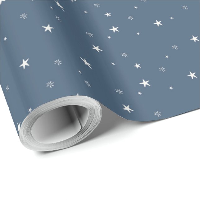 Papel De Regalo Estrellas blancas en azul (Esquina del rollo)