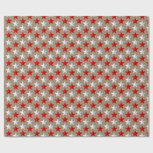 Papel De Regalo Estrellas blancas rojas brillantes de Kraft ruso