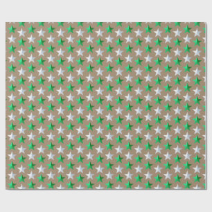 Papel De Regalo Estrellas blancas verdes de Kraft rustico