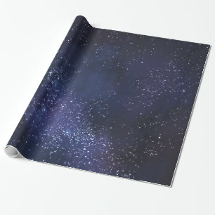 Papel De Regalo Estrellas Blancas Y Azul Medianoche