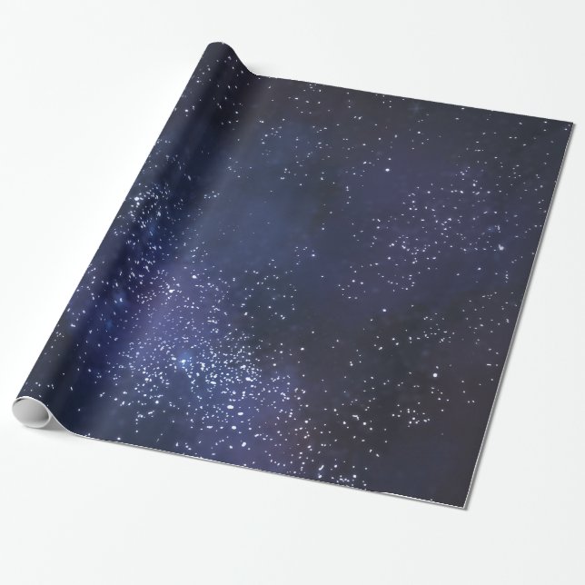 Papel De Regalo Estrellas Blancas Y Azul Medianoche (Desenrollado)