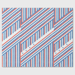 Papel De Regalo Estrellas blancas y azules patrióticas de Estados