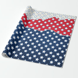 Papel De Regalo Estrellas blancas y azules rojas de Estados Unidos