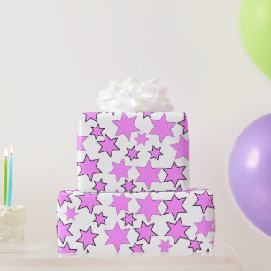 Papel De Regalo Estrellas brillantes rosadas al azar