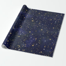 Estrellas Celestiales Azul y Dorado Acuarela Capri