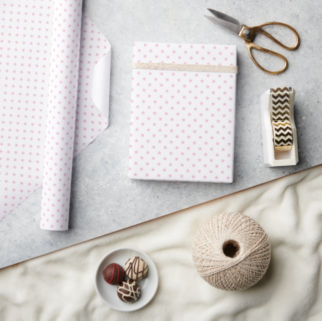 Papel De Regalo Estrellas Clásicas Luz Rosa - Blanco (Artesanía)