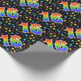 Papel De Regalo Estrellas coloridas + Acontecimiento "16" del patr
