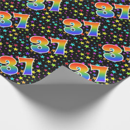 Papel De Regalo Estrellas coloridas + Acontecimiento "37" del patr