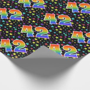 Papel De Regalo Estrellas coloridas + Acontecimiento "42" del patr