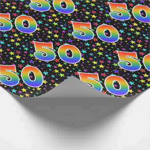 Papel De Regalo Estrellas coloridas + Acontecimiento "50" del patr