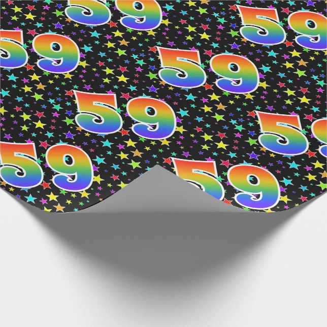 Papel De Regalo Estrellas coloridas + Acontecimiento "59" del patr (Esquina)