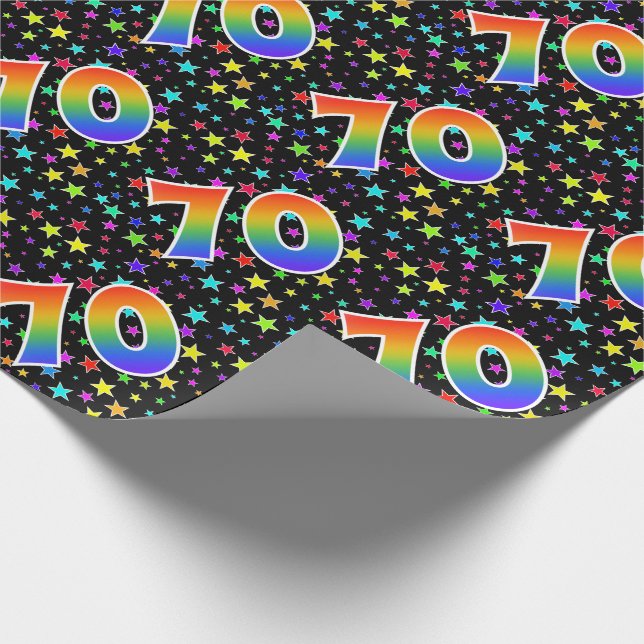 Papel De Regalo Estrellas coloridas + Acontecimiento "70" del patr (Esquina)