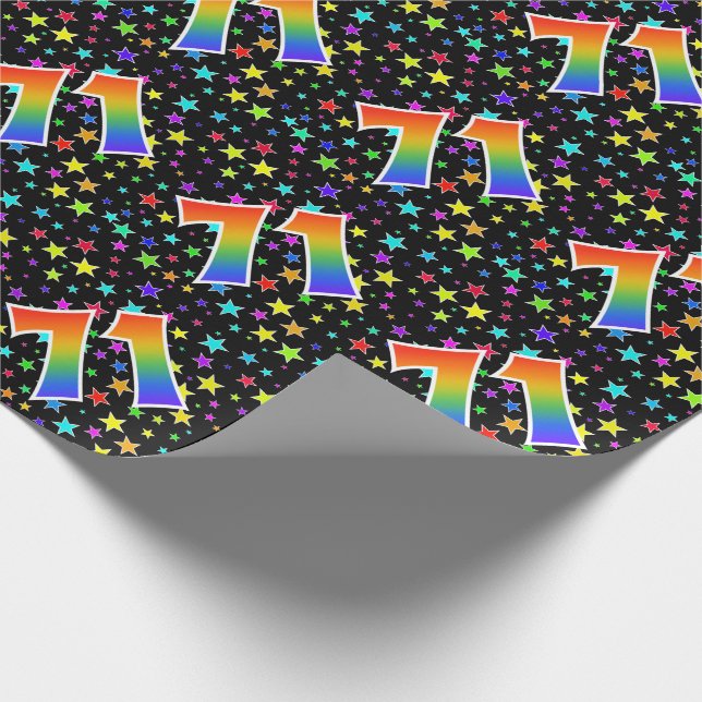 Papel De Regalo Estrellas coloridas + Acontecimiento "71" del patr (Esquina)