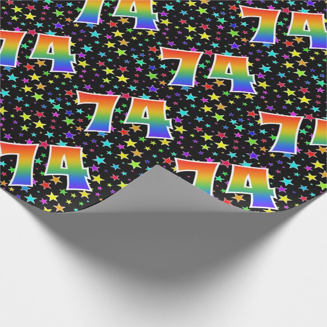 Papel De Regalo Estrellas coloridas + Acontecimiento "74" del patr (Esquina)