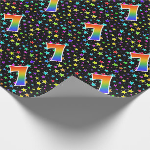 Papel De Regalo Estrellas coloridas + Acontecimiento "7" del patró