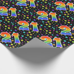 Papel De Regalo Estrellas coloridas + Modelo "21" del arco iris