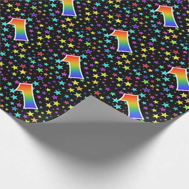 Papel De Regalo Estrellas coloridas + Modelo Arcoiris "1" Evento # (Esquina)