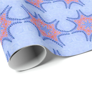 PAPEL DE REGALO ESTRELLAS CON FLORES AZULES ROJOS