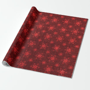 Papel De Regalo Estrellas de Arpillera de Borgoña de Navidad