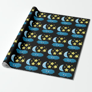 Papel De Regalo Estrellas de canto, personalizado de luna y nube