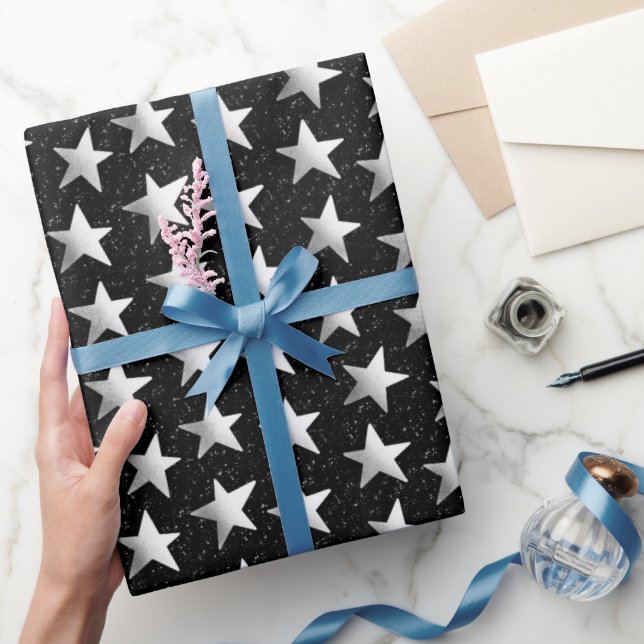 Papel De Regalo Estrellas de celebración de plata (Regalar)