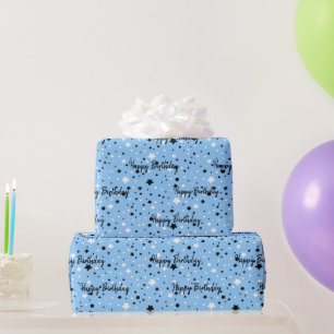 Papel De Regalo Estrellas De Cumpleaños En Azul