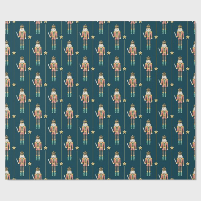 Papel De Regalo Estrellas de desnucleadores rayas Navidades azules (Superficie plana)