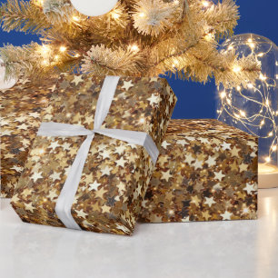 Papel De Regalo Estrellas de espuma de oro