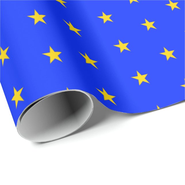 Papel De Regalo Estrellas de excelencia en oro y azul (Esquina del rollo)