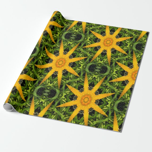Papel De Regalo Estrellas de flores de squash...... (Desenrollado)