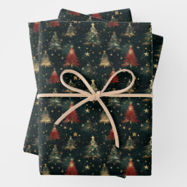 Papel de Regalo Estrellas de Invierno Árboles de N