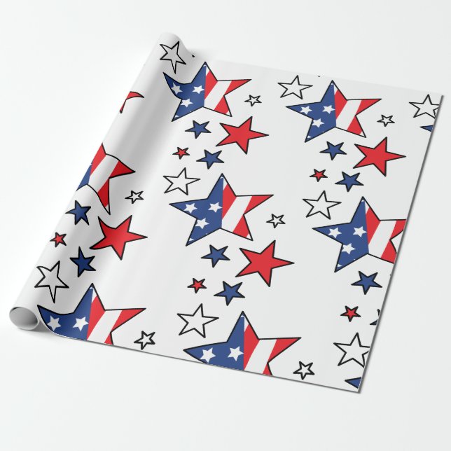 Papel De Regalo Estrellas de la bandera estadounidense (Desenrollado)