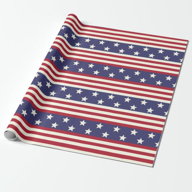 Papel De Regalo Estrellas de la bandera estadounidense y Patriótic (Desenrollado)