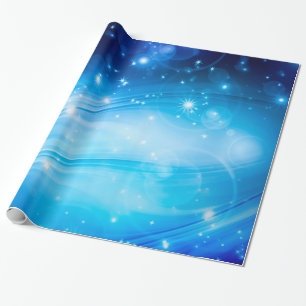 Papel De Regalo Estrellas de luz del norte azul + tu texto e ideas