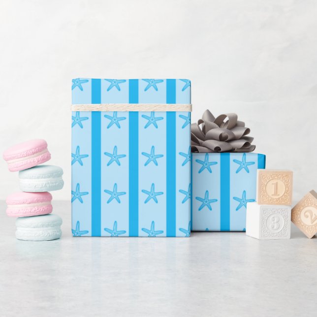 Papel De Regalo Estrellas de Mar Costeras y Rayas Perfectas Regalo (Baby Shower)