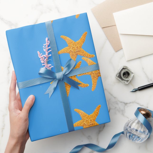 Papel De Regalo Estrellas de mar naranjas (Regalar)