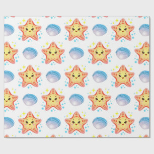 Papel De Regalo Estrellas de mar y conchas adorables