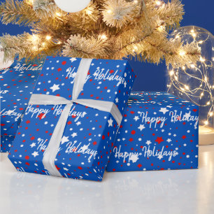 Papel De Regalo Estrellas De navidad Sobre Azul