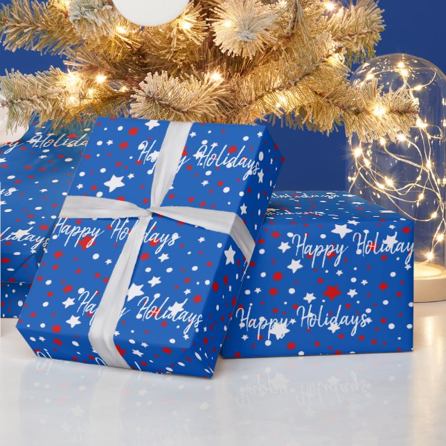 Papel De Regalo Estrellas De navidad Sobre Azul (Vacaciones)