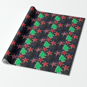 Papel De Regalo Estrellas de navidad y cookies de árbol