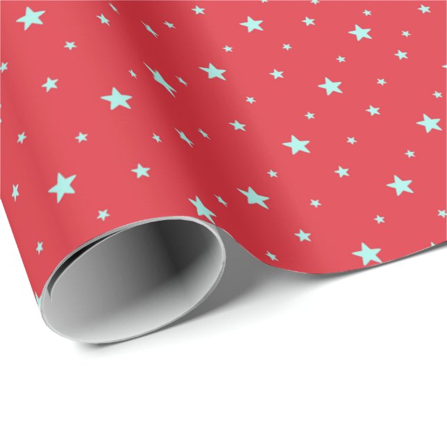 Papel De Regalo Estrellas de Navidades blancos en rojo (Esquina del rollo)